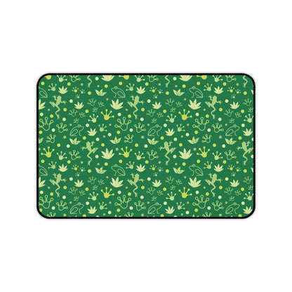 Froggy Dark Green Desk Mat Forest Green Jumpy Frogs Computer Mat Fun Toad Office Mat - Home Decor - Kristine Celestine