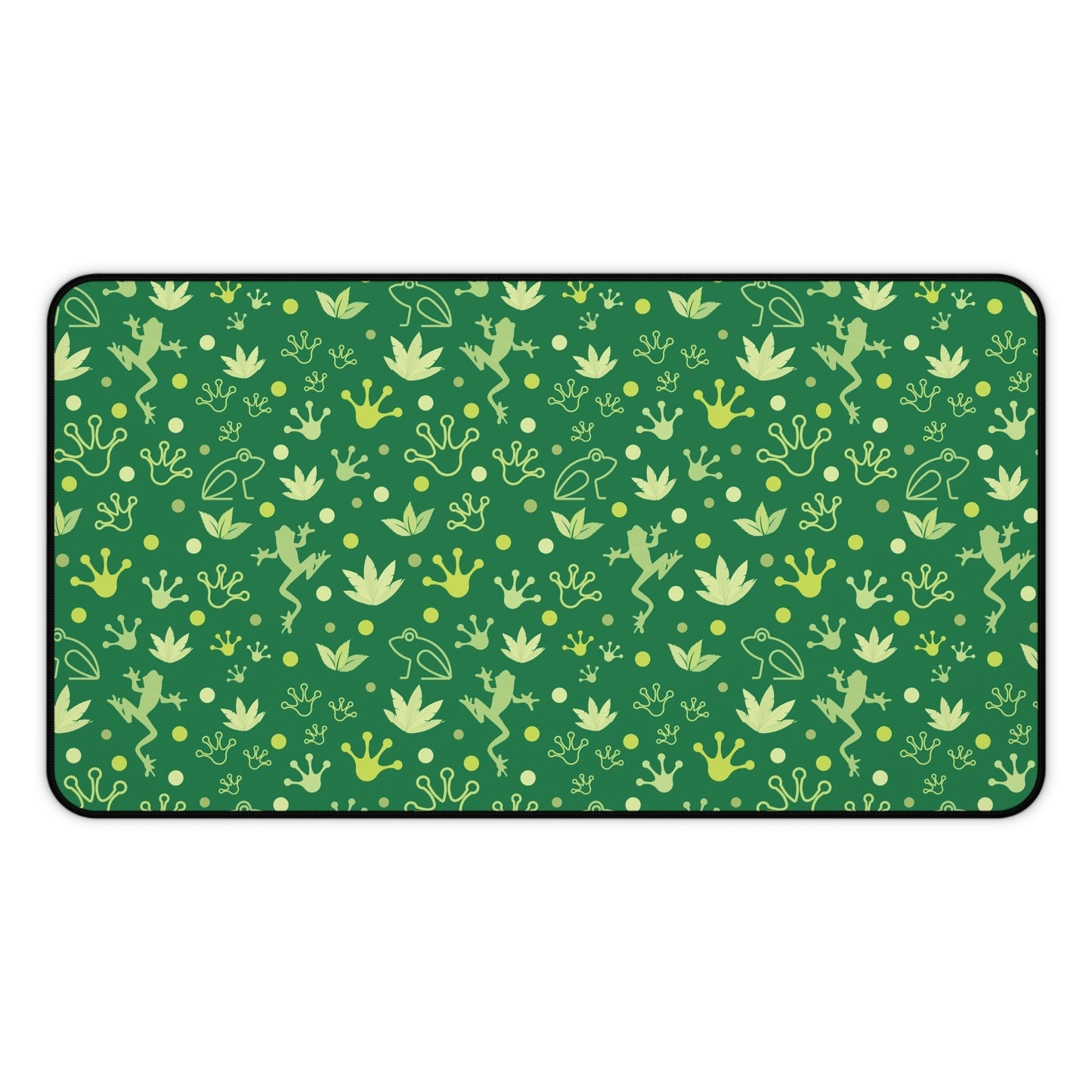 Froggy Dark Green Desk Mat Forest Green Jumpy Frogs Computer Mat Fun Toad Office Mat - Home Decor - Kristine Celestine