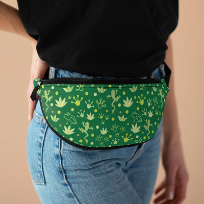 Froggy Dark Green Fanny Pack Fun Forest Green Frog Belt Bag Fanny Bag Waist Pack Bum Bag - Bags - Kristine Celestine