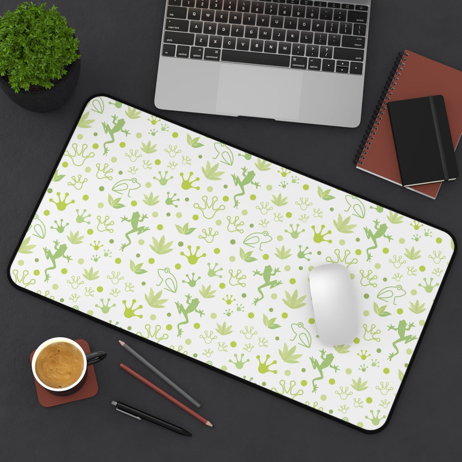 Froggy Desk Mat Green Jumpy Frogs Computer Mat Lime Green Toad Office Mat - Home Decor - Kristine Celestine