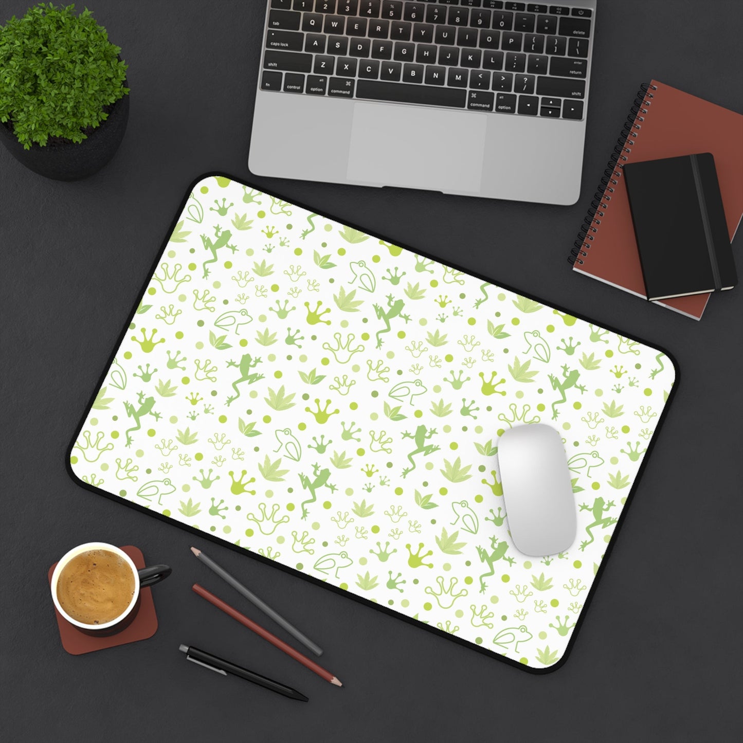 Froggy Desk Mat Green Jumpy Frogs Computer Mat Lime Green Toad Office Mat - Home Decor - Kristine Celestine