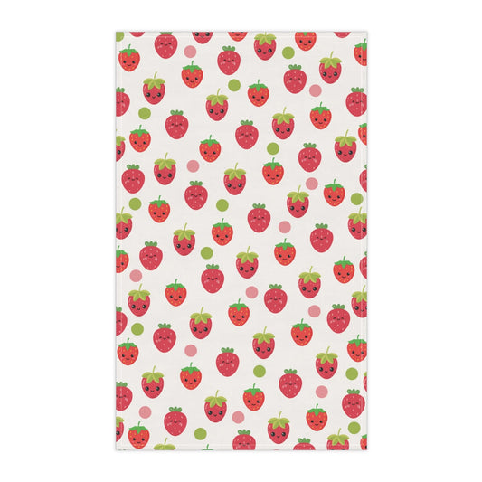 Happy Strawberries Kitchen Towel - Kitchen Towel - Kristine Celestine