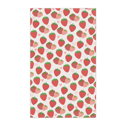 Hearts and Strawberries Kitchen Towel - Kitchen Towel - Kristine Celestine