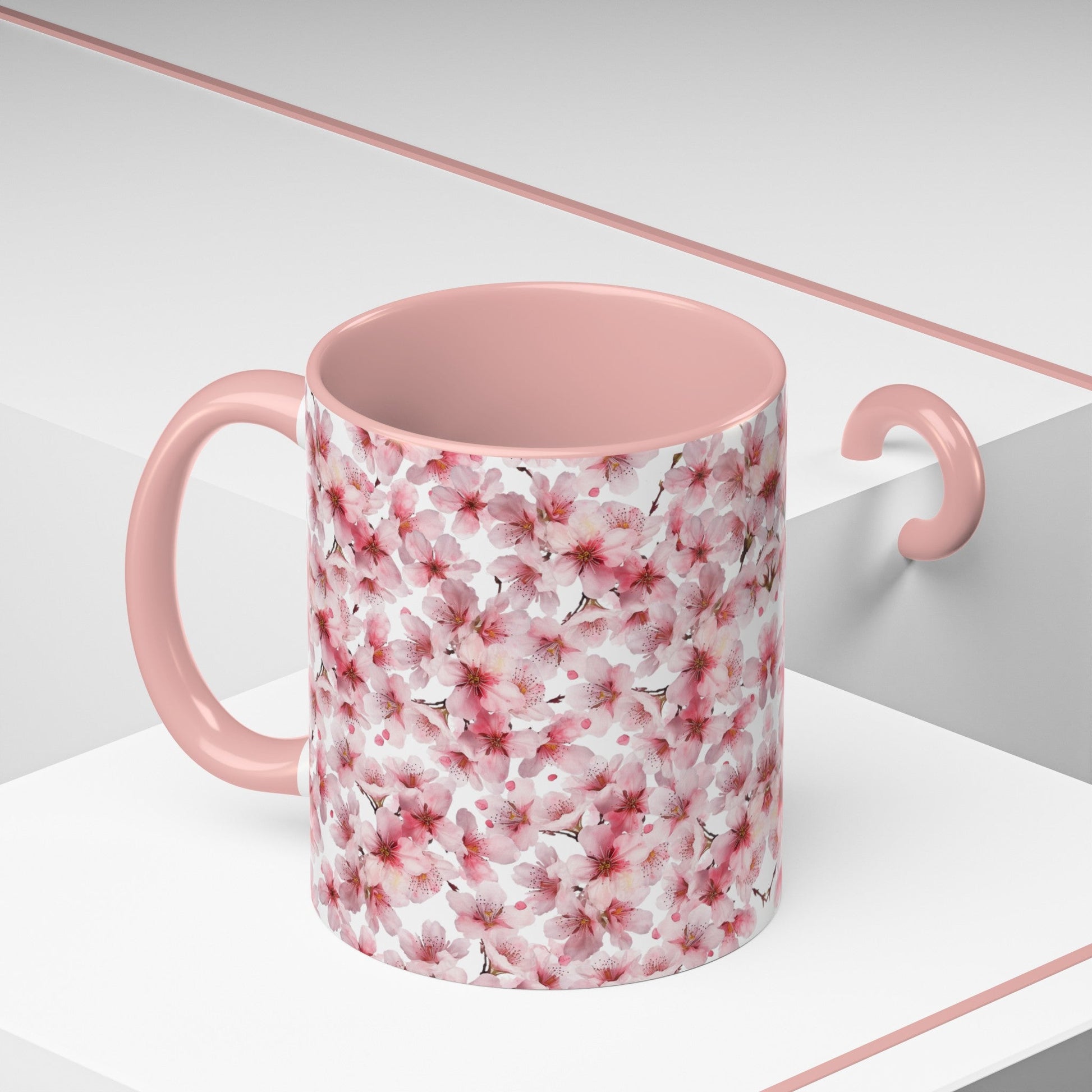 Flower Forest Accent Mug with Pink Interior (vE) - Mug - Kristine Celestine