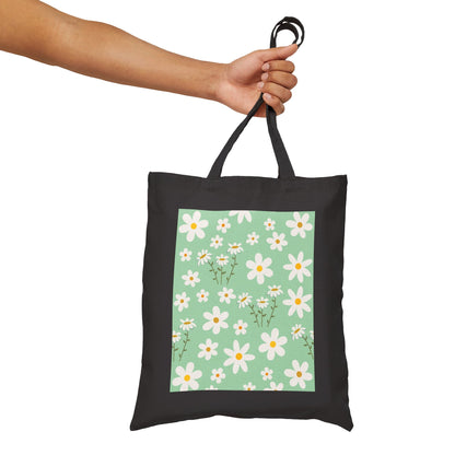 Mint Daisy Delight Cotton Canvas Tote Bag - Bags - Kristine Celestine