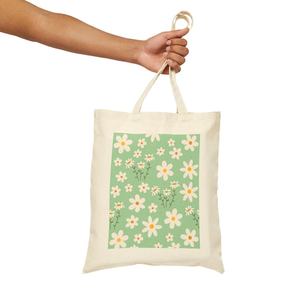 Mint Daisy Delight Cotton Canvas Tote Bag - Bags - Kristine Celestine