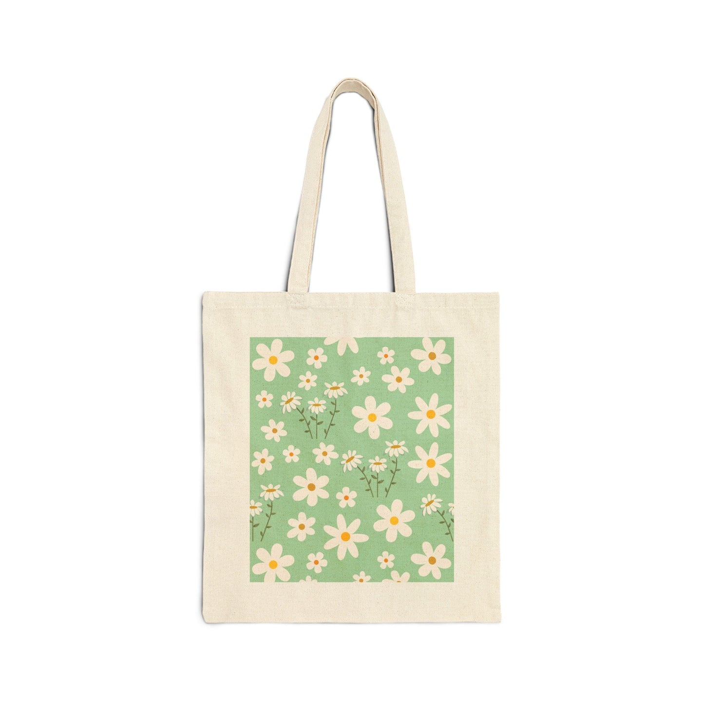 Mint Daisy Delight Cotton Canvas Tote Bag - Bags - Kristine Celestine