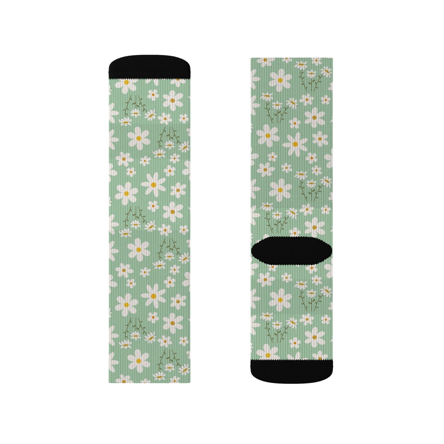 Mint Daisy Delight Socks Cute Comfy Green Spring Flower Crew Socks Cozy Light Emerald Summer Floral Socks for Feet - All Over Prints - Kristine Celestine