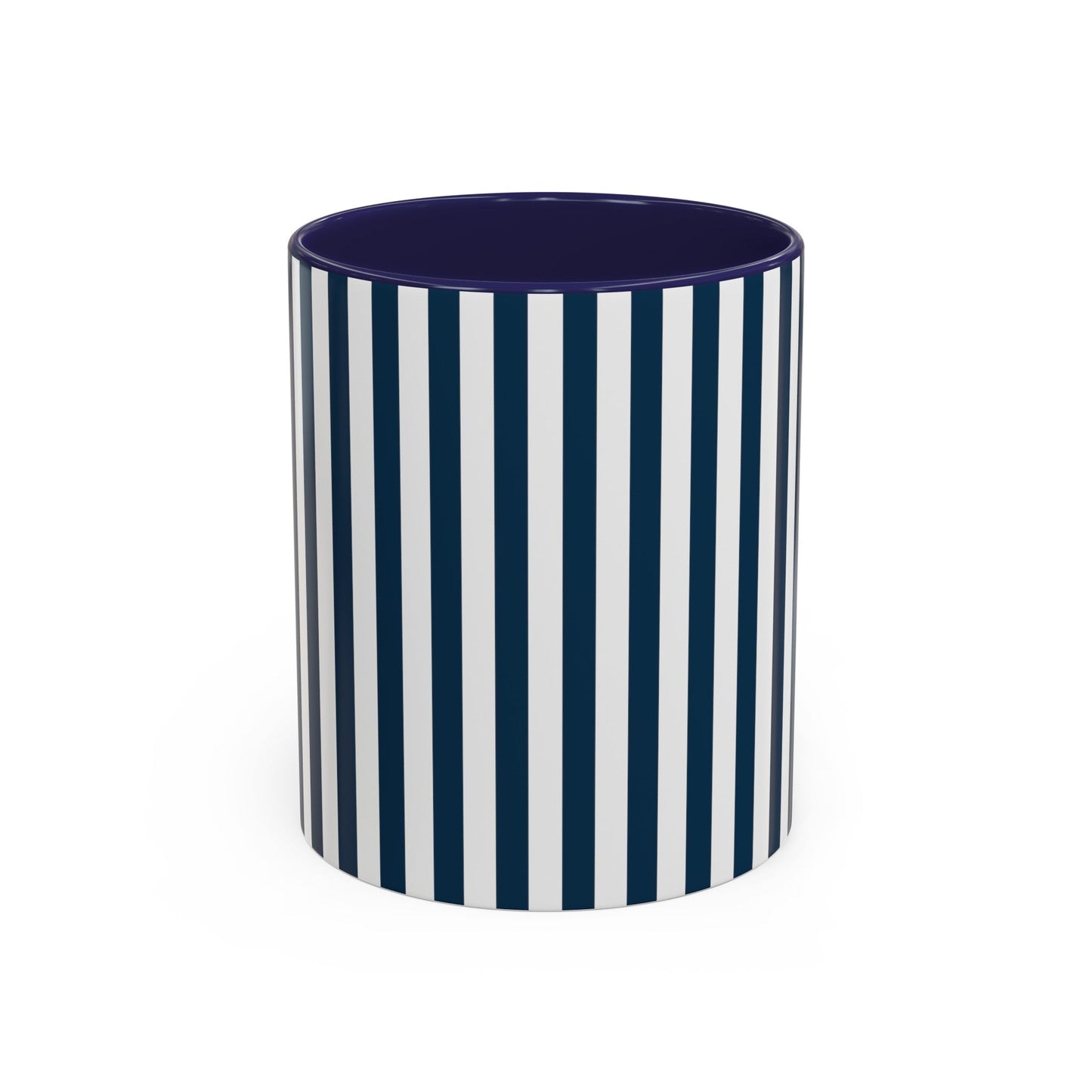 Navy Blue Stripes Accent Mug - Mug - Kristine Celestine