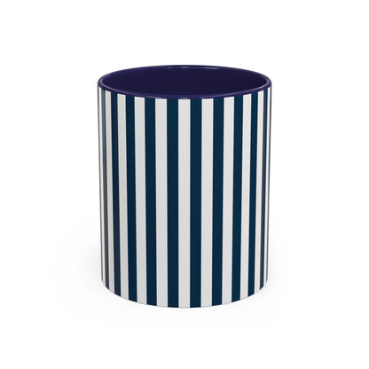 Navy Blue Stripes Accent Mug - Mug - Kristine Celestine