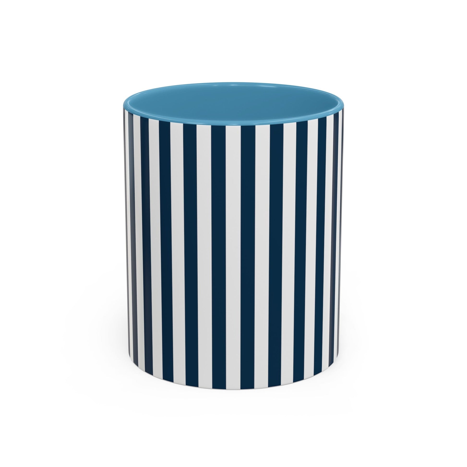 Navy Blue Stripes Accent Mug - Mug - Kristine Celestine