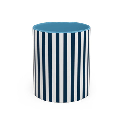 Navy Blue Stripes Accent Mug - Mug - Kristine Celestine