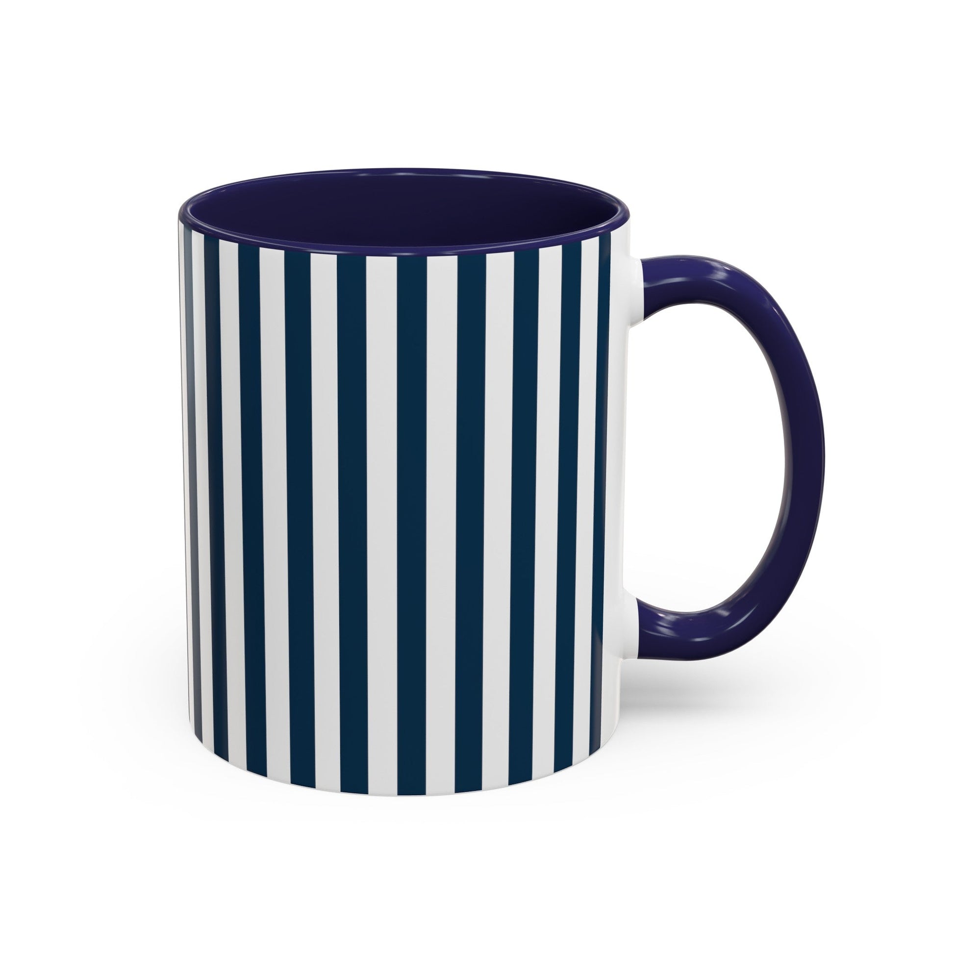 Navy Blue Stripes Accent Mug - Mug - Kristine Celestine