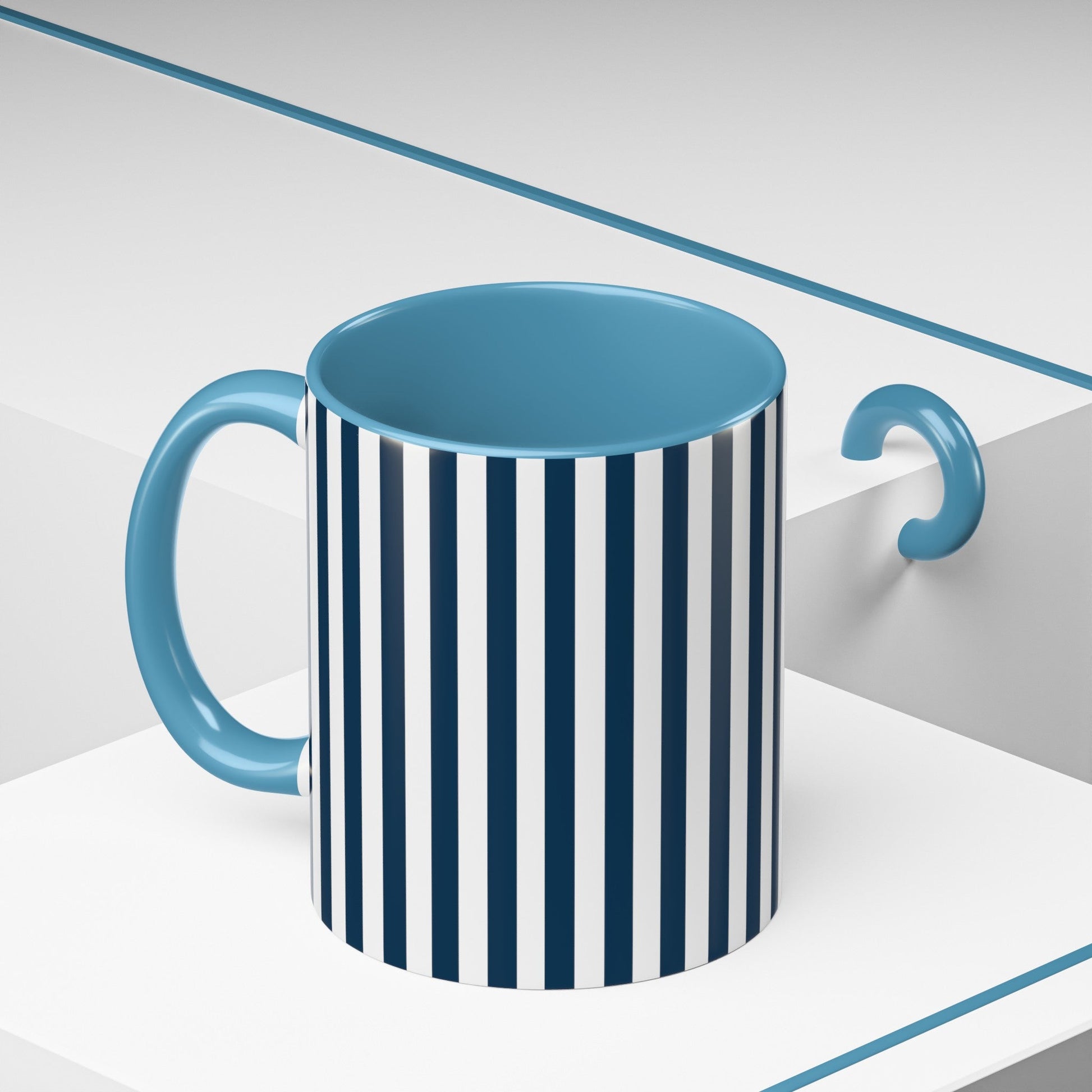 Navy Blue Stripes Accent Mug - Mug - Kristine Celestine