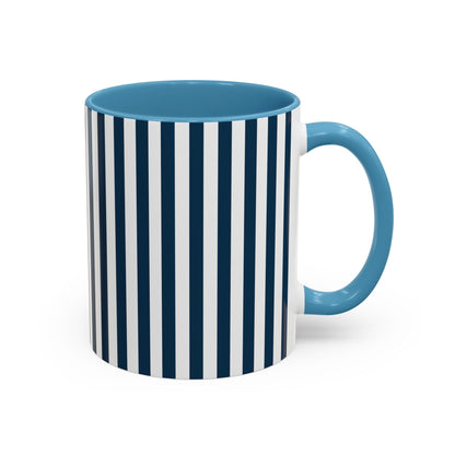 Navy Blue Stripes Accent Mug - Mug - Kristine Celestine