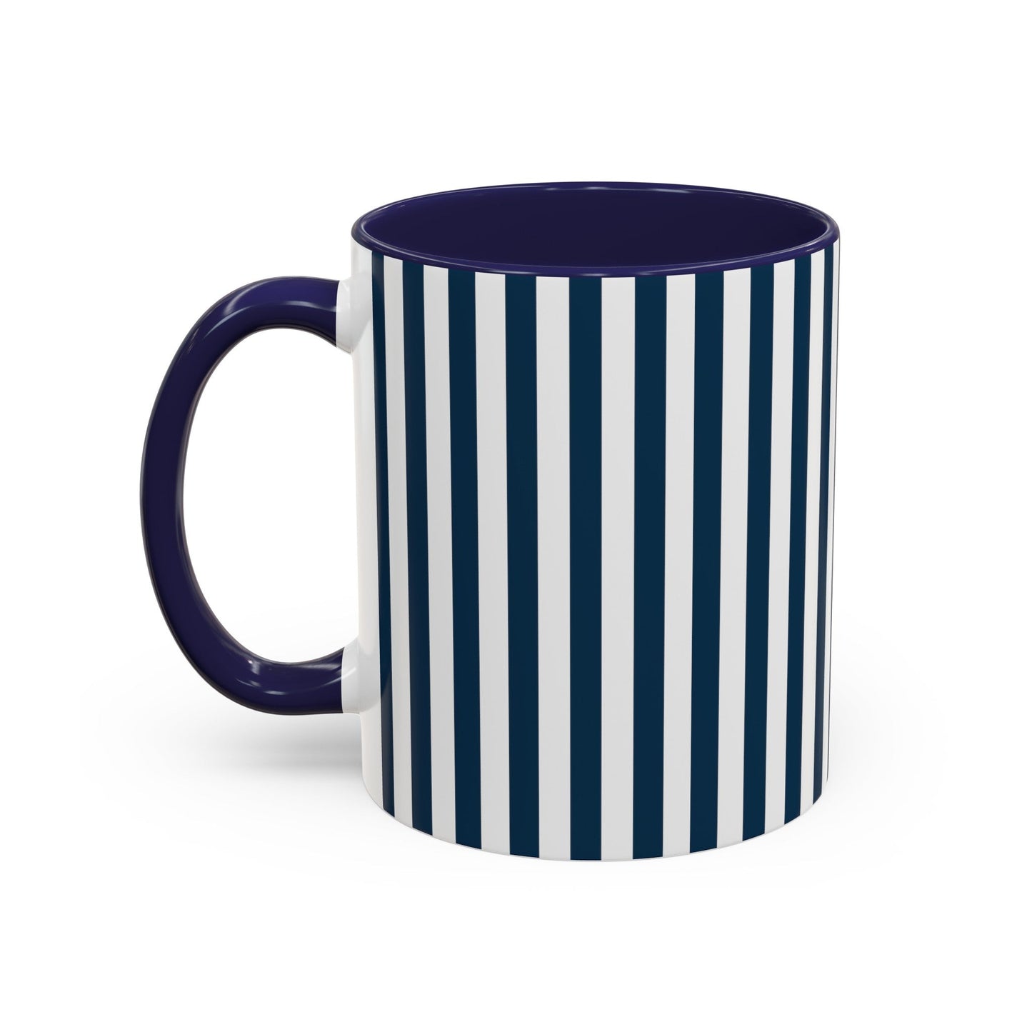 Navy Blue Stripes Accent Mug - Mug - Kristine Celestine