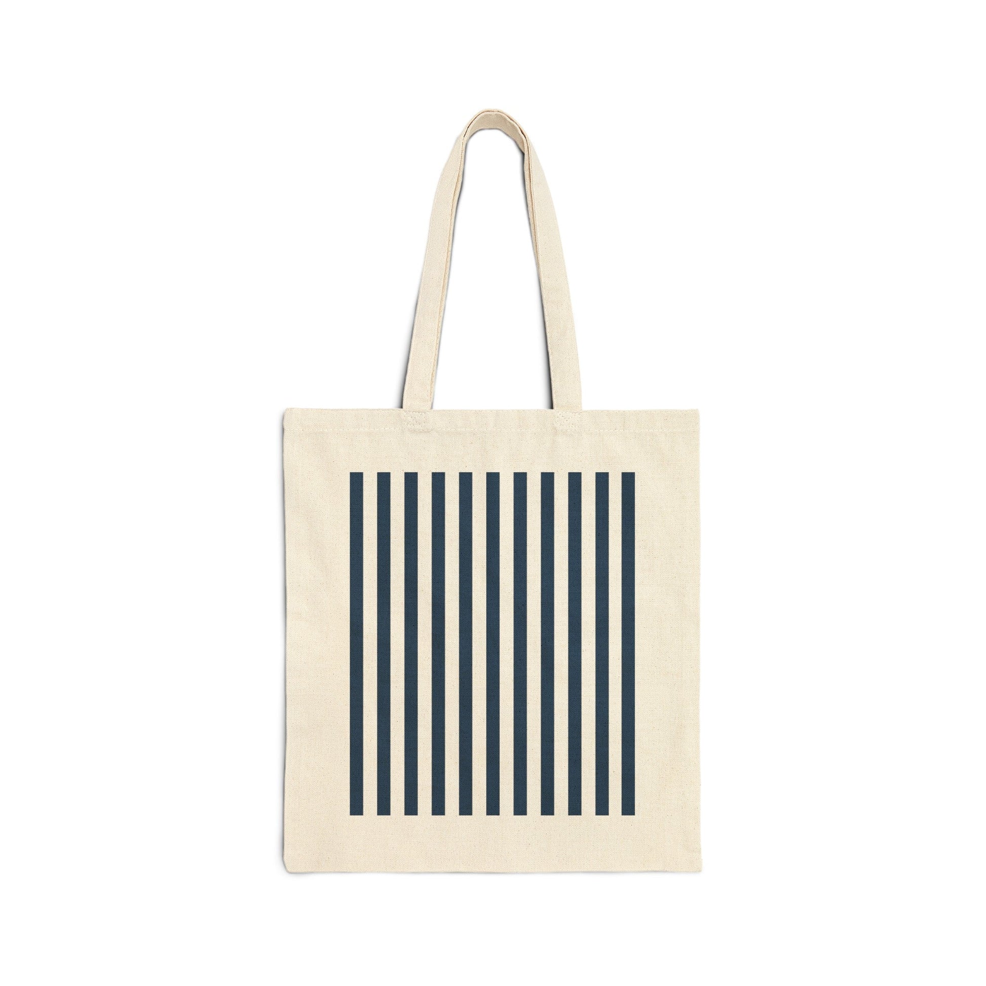 Navy Blue Stripes Cotton Canvas Tote Bag - Bags - Kristine Celestine