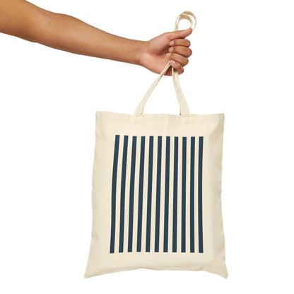 Navy Blue Stripes Cotton Canvas Tote Bag - Bags - Kristine Celestine