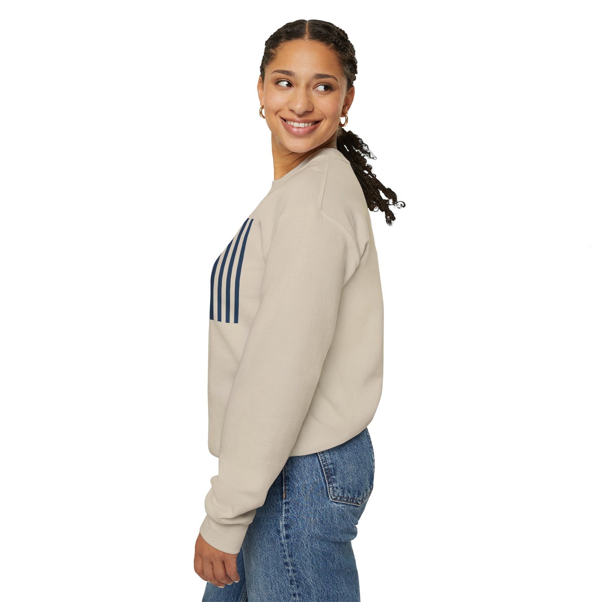 Navy Blue Stripes Crewneck Sweatshirt - Sweatshirt - Kristine Celestine