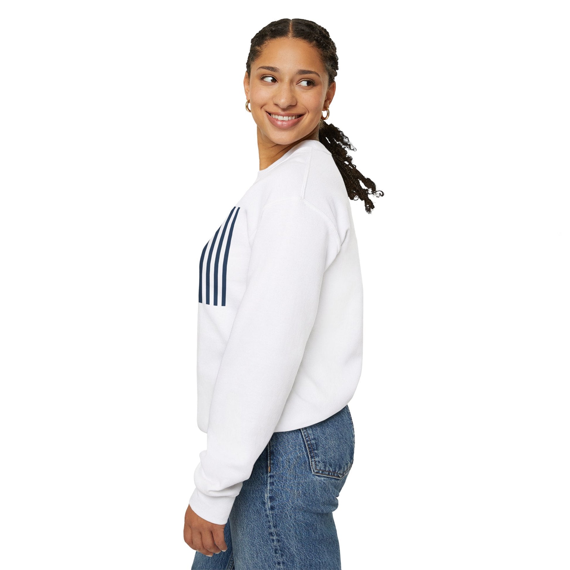 Navy Blue Stripes Crewneck Sweatshirt - Sweatshirt - Kristine Celestine