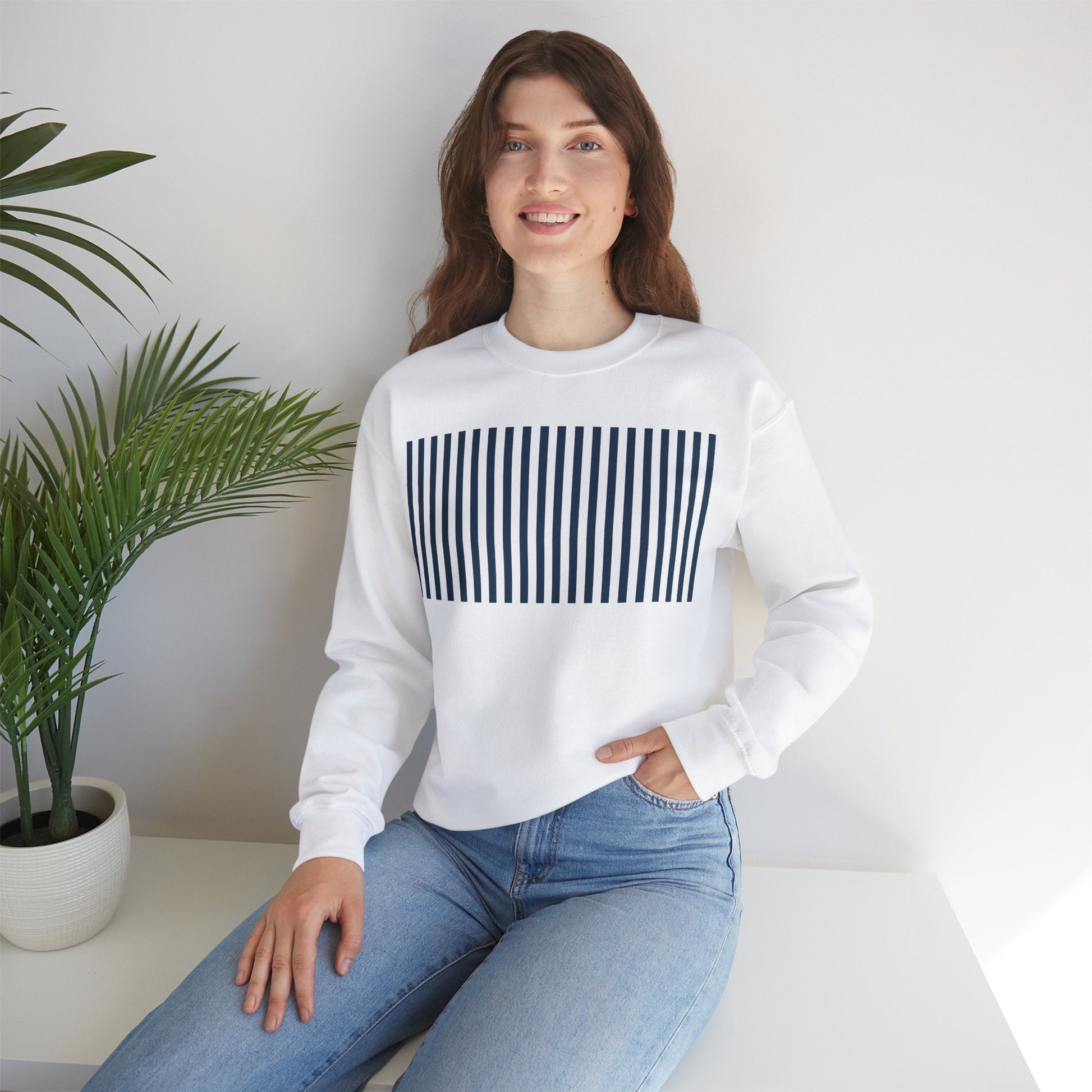 Navy Blue Stripes Crewneck Sweatshirt - Sweatshirt - Kristine Celestine