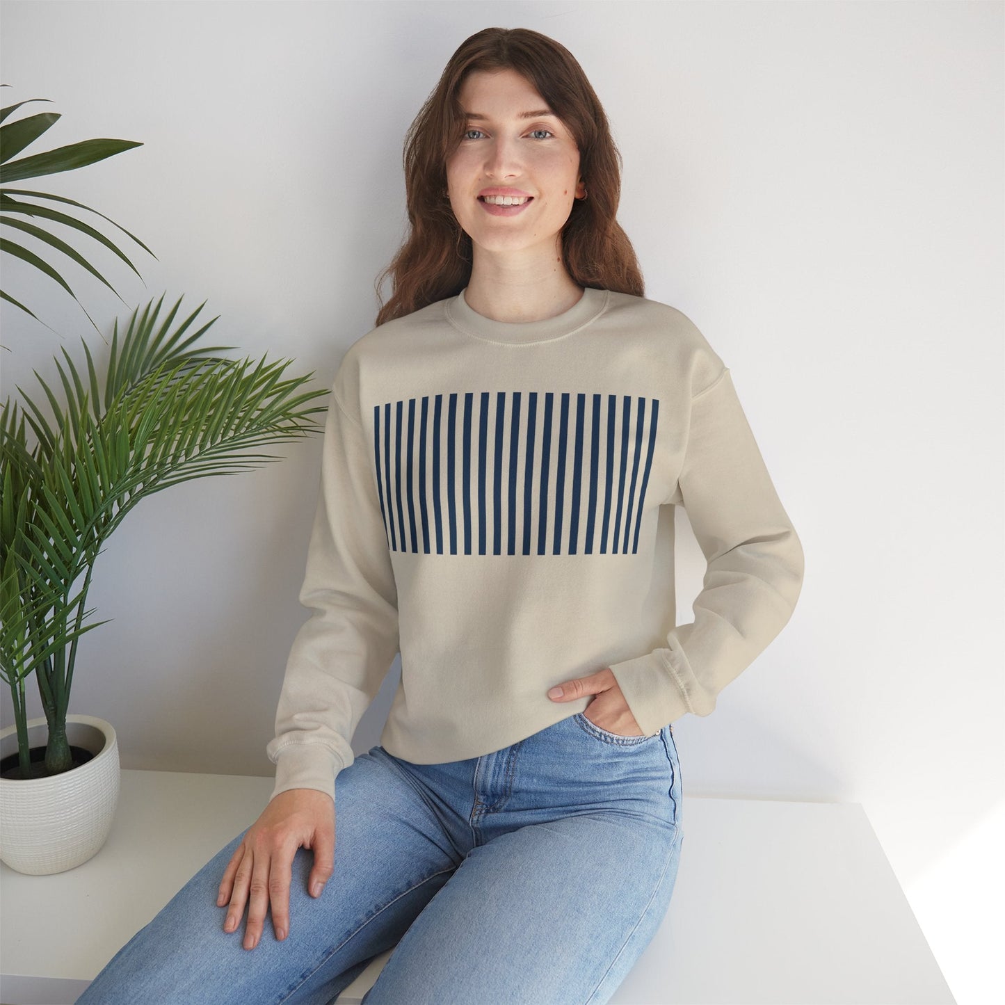 Navy Blue Stripes Crewneck Sweatshirt - Sweatshirt - Kristine Celestine