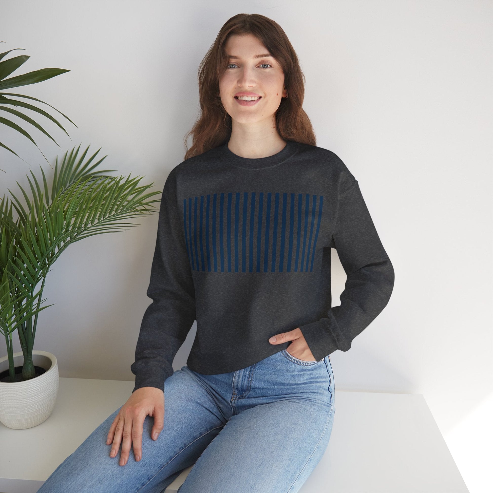 Navy Blue Stripes Crewneck Sweatshirt - Sweatshirt - Kristine Celestine