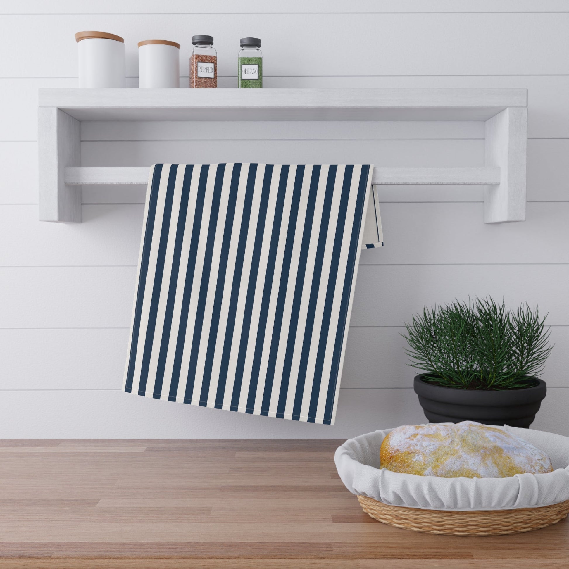 Navy Blue Stripes Kitchen Towel - Kitchen Towel - Kristine Celestine