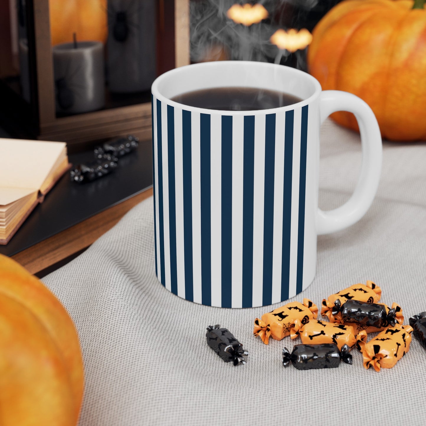 Navy Blue Stripes Mug - Mug - Kristine Celestine