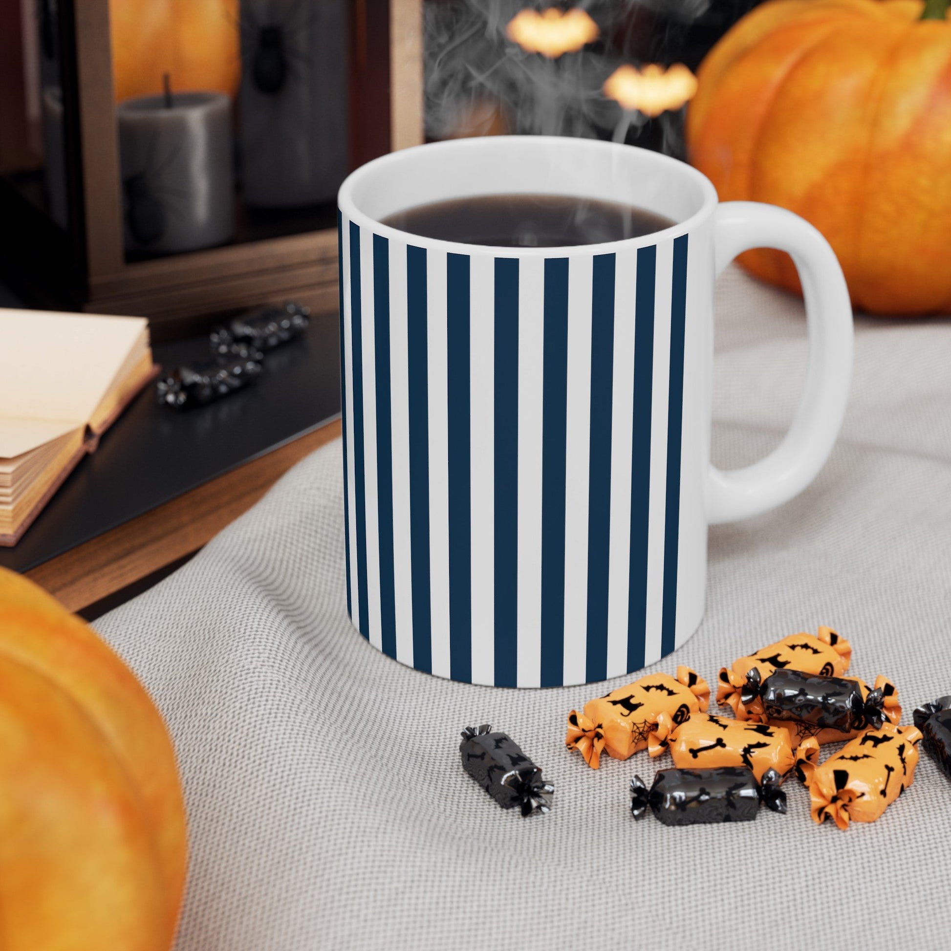 Navy Blue Stripes Mug - Mug - Kristine Celestine