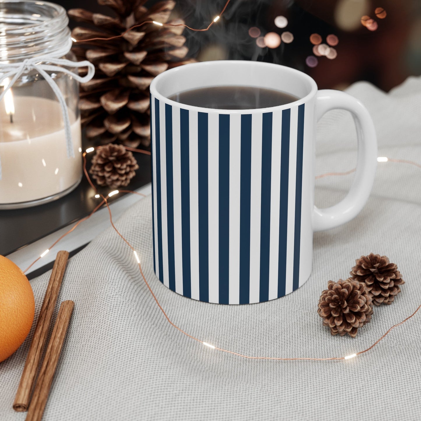 Navy Blue Stripes Mug - Mug - Kristine Celestine