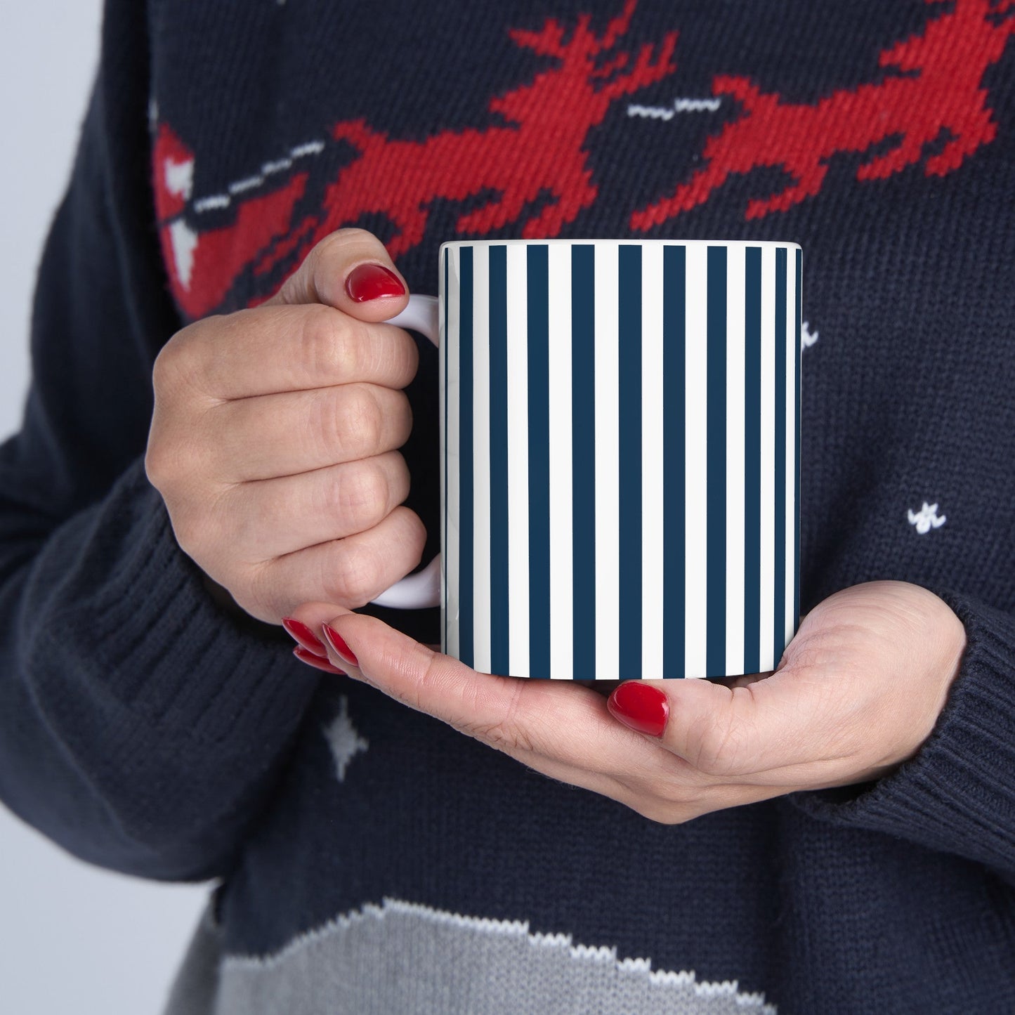 Navy Blue Stripes Mug - Mug - Kristine Celestine