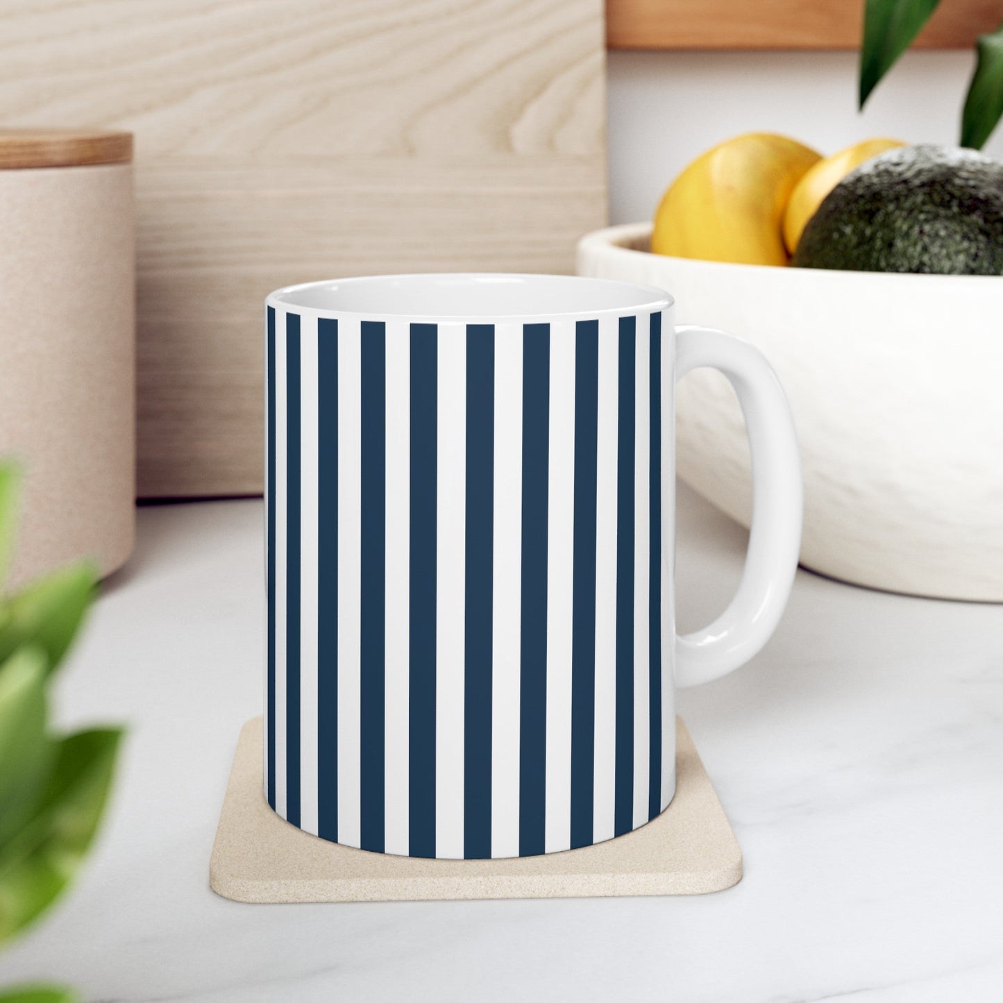 Navy Blue Stripes Mug - Mug - Kristine Celestine