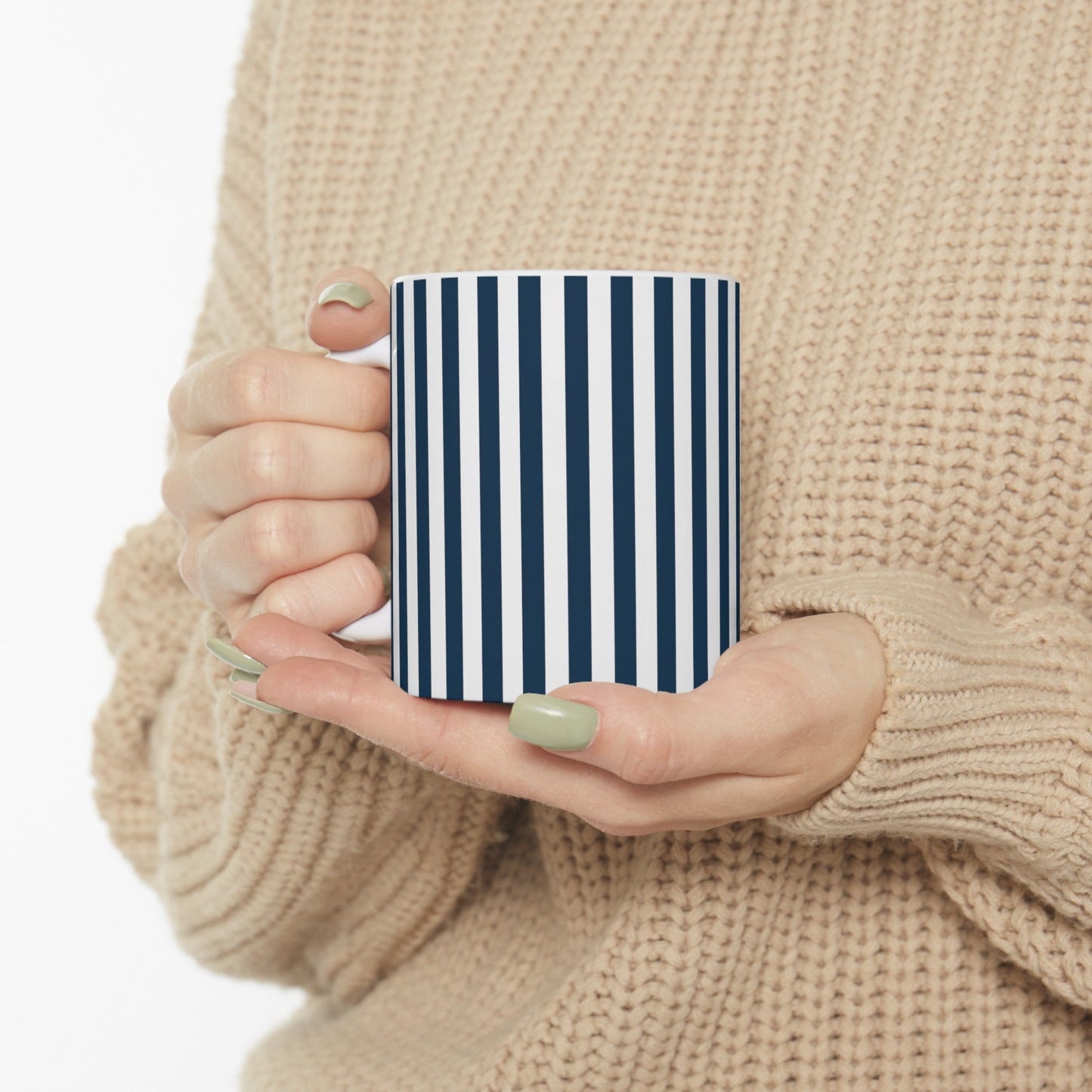 Navy Blue Stripes Mug - Mug - Kristine Celestine