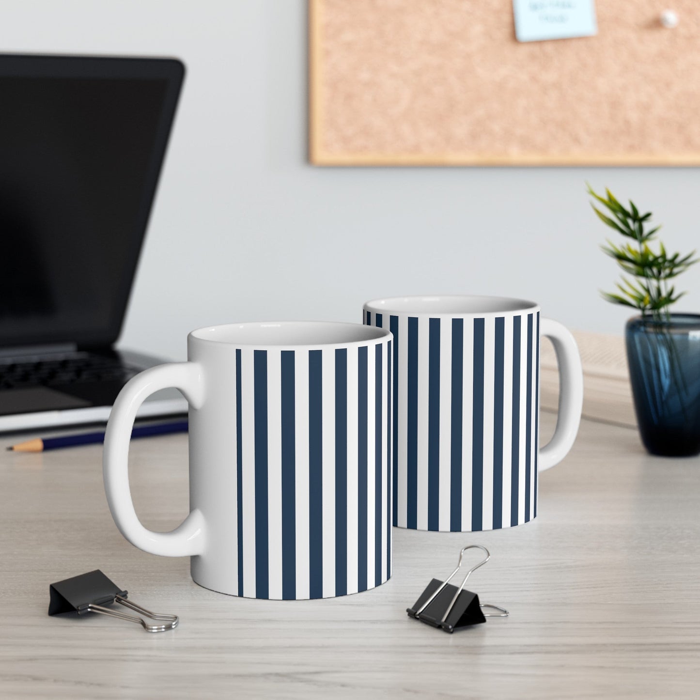 Navy Blue Stripes Mug - Mug - Kristine Celestine