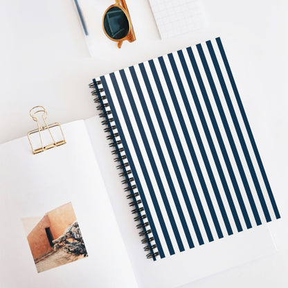 Navy Blue Stripes Spiral Notebook 6x8" - Notebook - Kristine Celestine