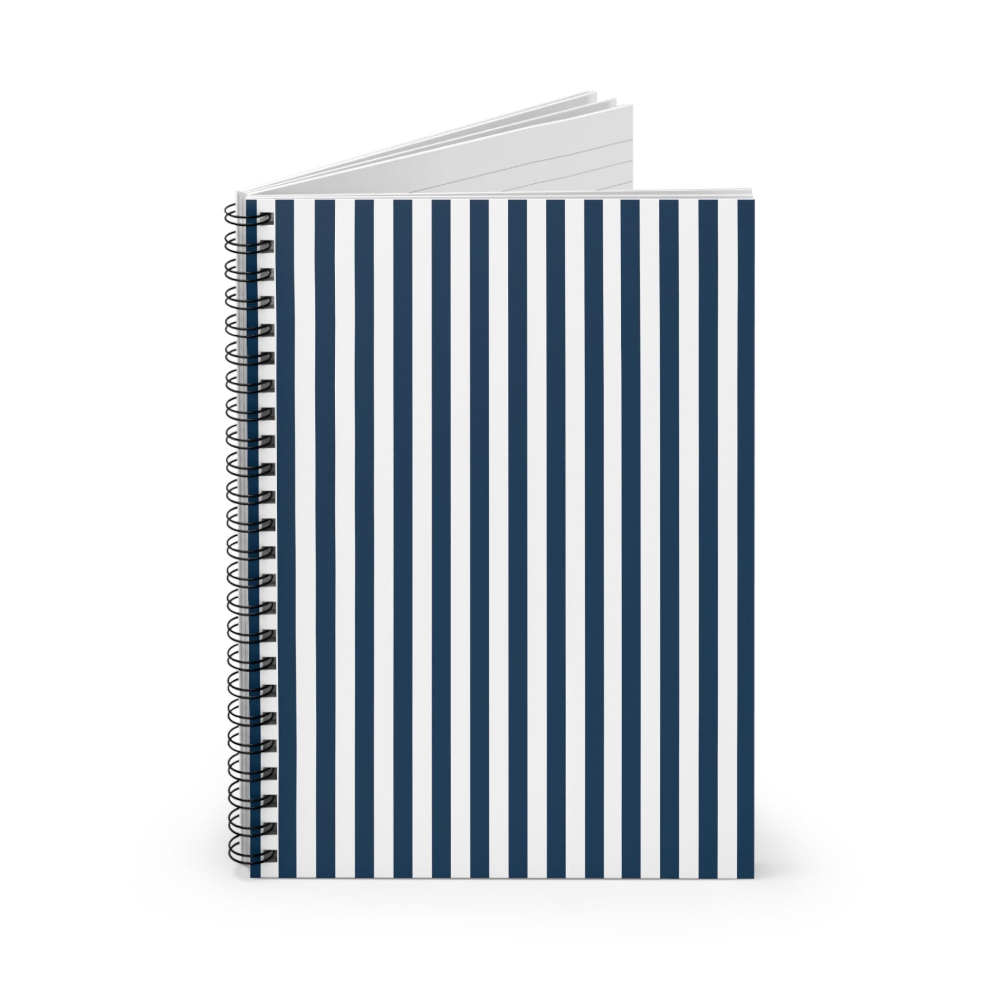 Navy Blue Stripes Spiral Notebook 6x8" - Notebook - Kristine Celestine