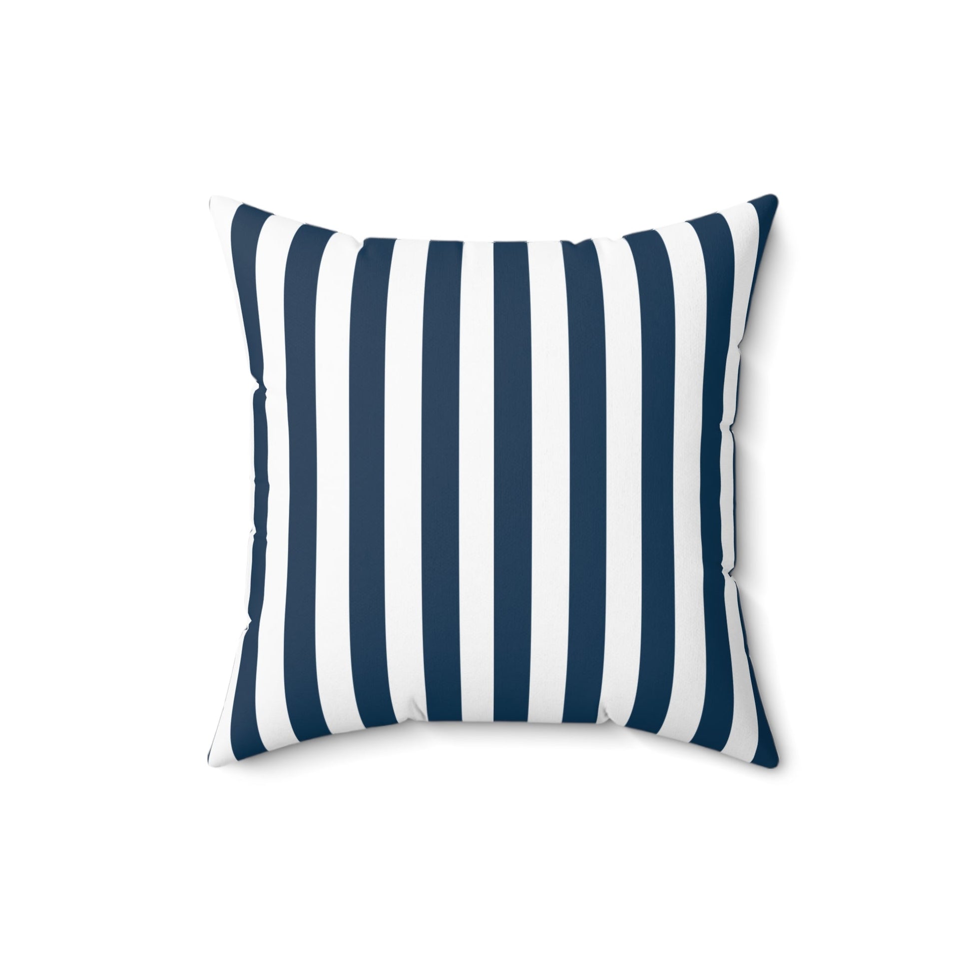 Navy Blue Stripes Square Pillow Royal Blue and White Striped Cushion Comfy Ocean Blue Cerulean Vertical Lines - Home Decor - Kristine Celestine