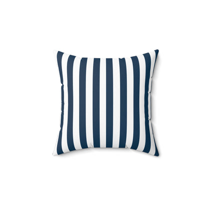 Navy Blue Stripes Square Pillow Royal Blue and White Striped Cushion Comfy Ocean Blue Cerulean Vertical Lines - Home Decor - Kristine Celestine