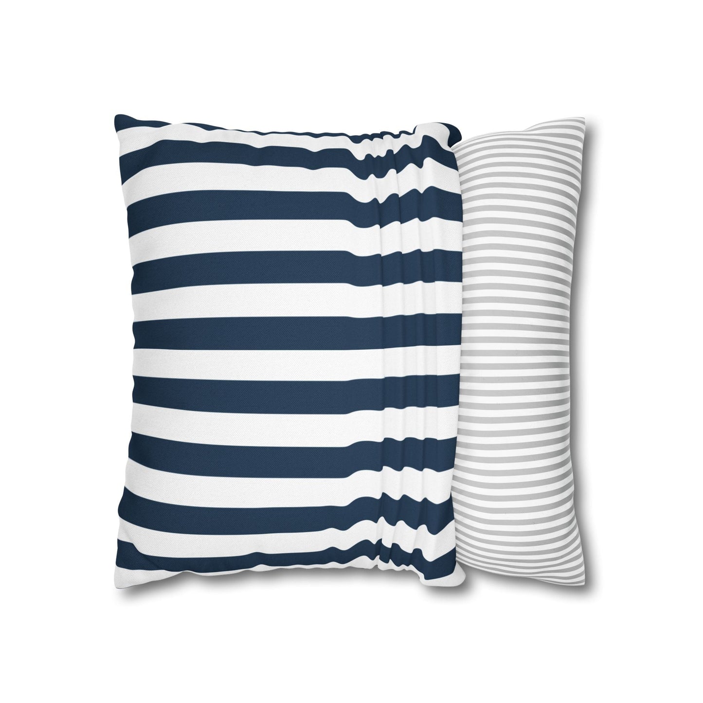 Navy Blue Stripes Square Pillowcase Cerulean Blue and White Stripey Pretty Cute Pillow Sham Accent Decor Classic - Home Decor - Kristine Celestine