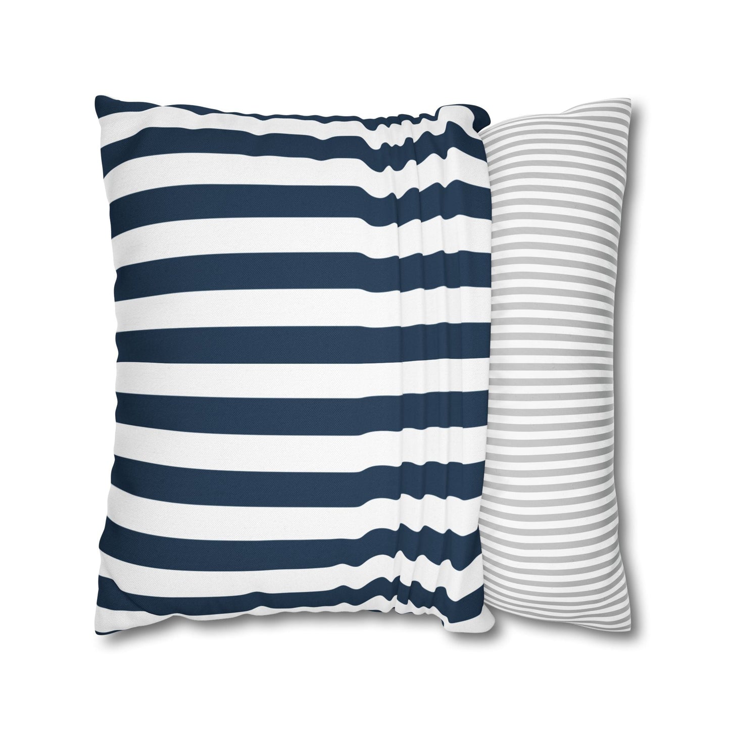 Navy Blue Stripes Square Pillowcase Cerulean Blue and White Stripey Pretty Cute Pillow Sham Accent Decor Classic - Home Decor - Kristine Celestine