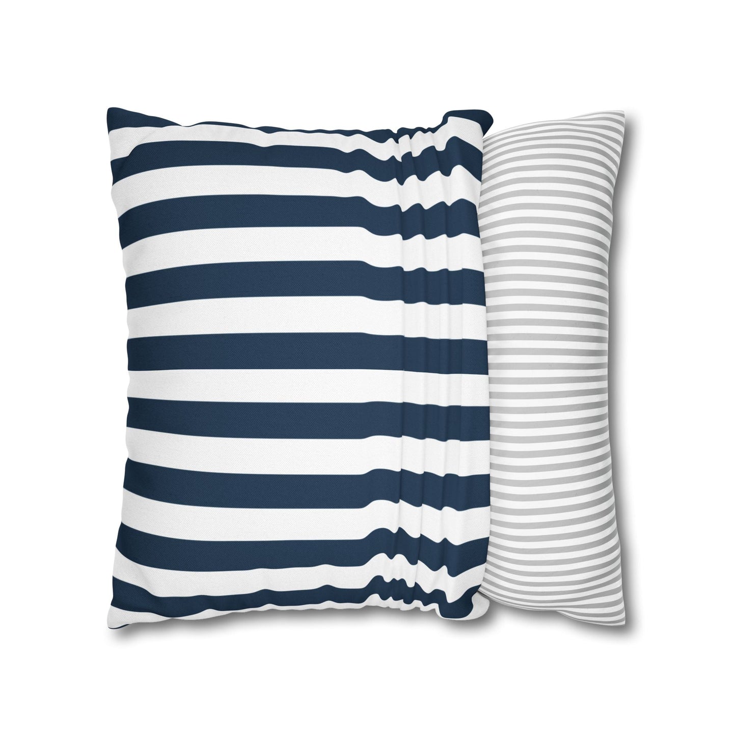 Navy Blue Stripes Square Pillowcase Cerulean Blue and White Stripey Pretty Cute Pillow Sham Accent Decor Classic - Home Decor - Kristine Celestine