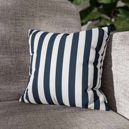 Navy Blue Stripes Square Pillowcase Cerulean Blue and White Stripey Pretty Cute Pillow Sham Accent Decor Classic - Home Decor - Kristine Celestine