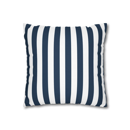 Navy Blue Stripes Square Pillowcase Cerulean Blue and White Stripey Pretty Cute Pillow Sham Accent Decor Classic - Home Decor - Kristine Celestine