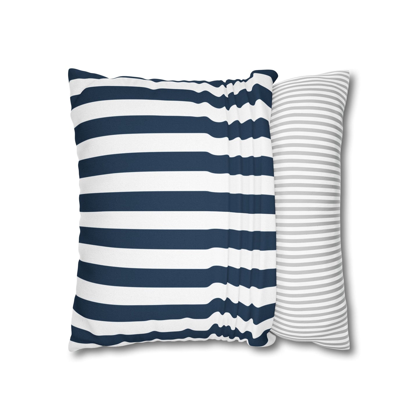 Navy Blue Stripes Square Pillowcase Cerulean Blue and White Stripey Pretty Cute Pillow Sham Accent Decor Classic - Home Decor - Kristine Celestine