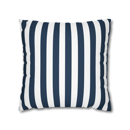 Navy Blue Stripes Square Pillowcase Cerulean Blue and White Stripey Pretty Cute Pillow Sham Accent Decor Classic - Home Decor - Kristine Celestine