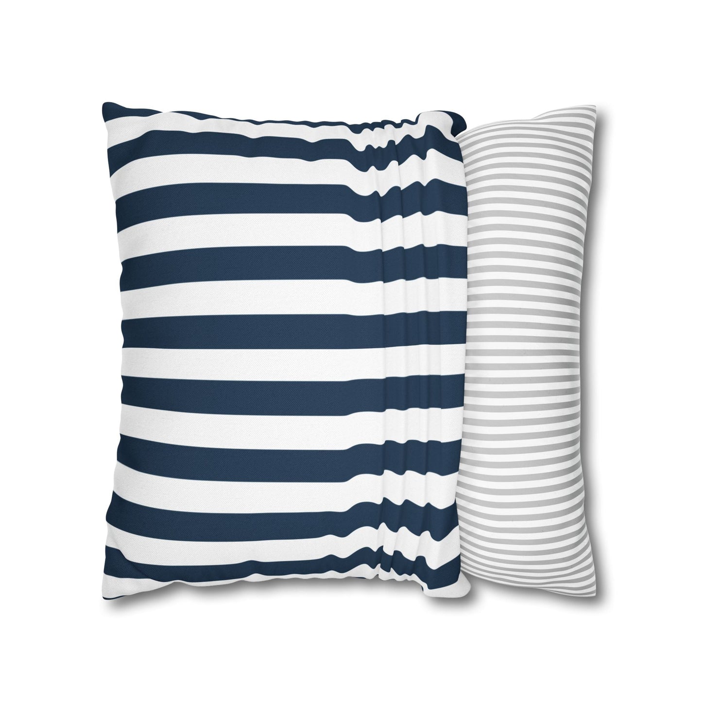 Navy Blue Stripes Square Pillowcase Cerulean Blue and White Stripey Pretty Cute Pillow Sham Accent Decor Classic - Home Decor - Kristine Celestine