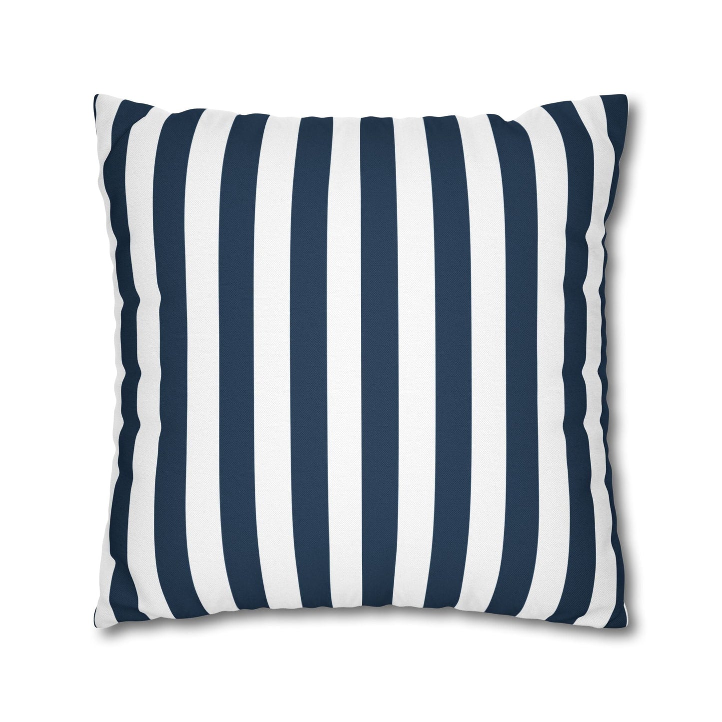 Navy Blue Stripes Square Pillowcase Cerulean Blue and White Stripey Pretty Cute Pillow Sham Accent Decor Classic - Home Decor - Kristine Celestine