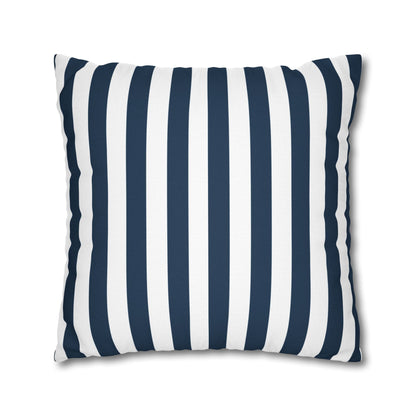 Navy Blue Stripes Square Pillowcase Cerulean Blue and White Stripey Pretty Cute Pillow Sham Accent Decor Classic - Home Decor - Kristine Celestine