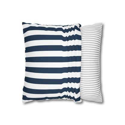 Navy Blue Stripes Square Pillowcase Cerulean Blue and White Stripey Pretty Cute Pillow Sham Accent Decor Classic - Home Decor - Kristine Celestine